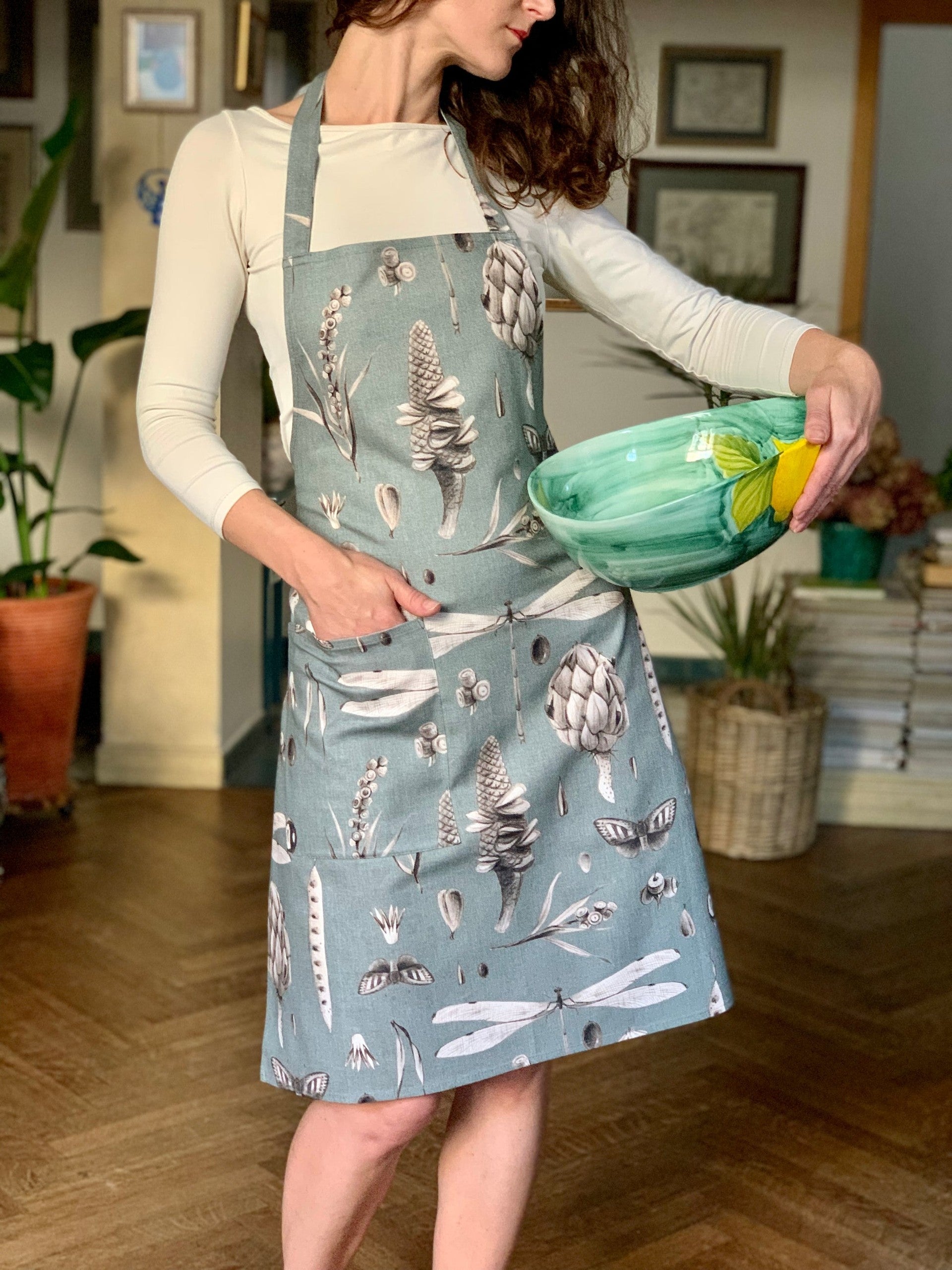 Ladies' Apron - Seeds Aqua